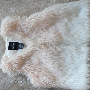 Me Jane Girls Faux Fur Sleeveless Vest Jacket White Pink Ombre
